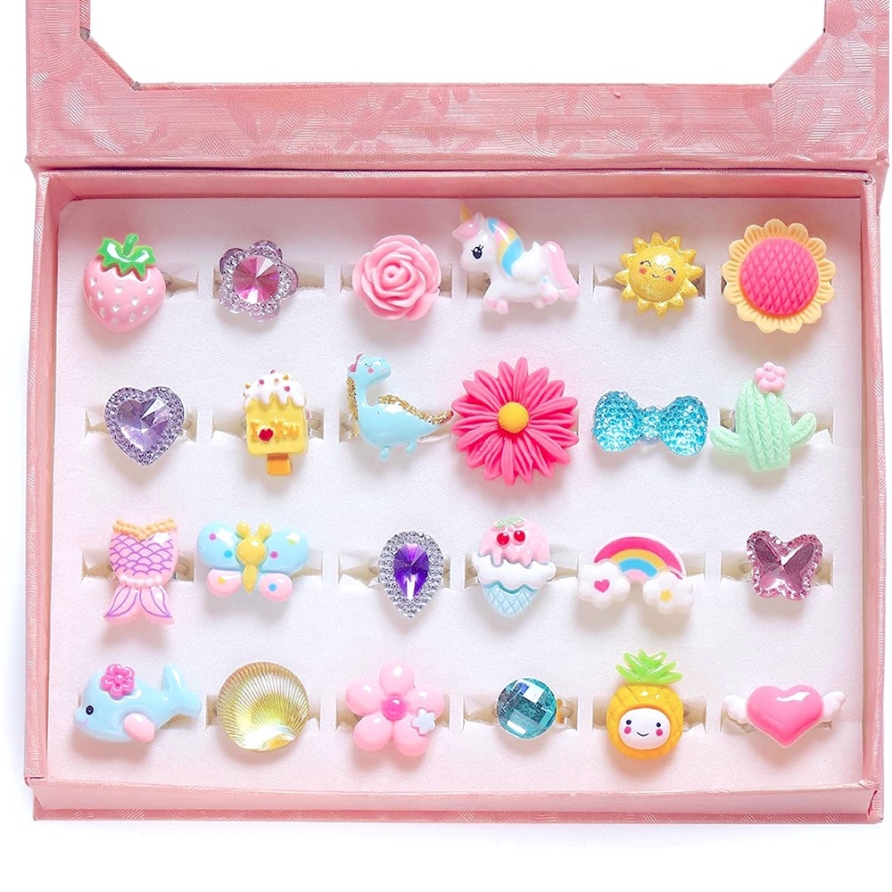 🌸NIB ADORABLE ADJUSTABLE DRESS UP RINGS!🦄🧜♀️🐳🦕🌈🦋🌵🍍🍦🌸☀️🎀 - Picture 2 of 5